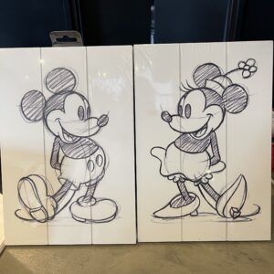 Mickey en Minnie - Houten wandbord